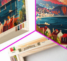 Load image into Gallery viewer, Almada Portugal Travel Art, City Art, Framed Canvas Print or Metal Wall Art, Europe Travel Poster, Panoramic Wall Art, Extra Wide Wall Art