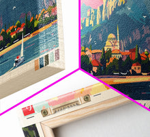 Load image into Gallery viewer, Antalya Turkey Panoramic Travel Poster, Framed Canvas Print or Metal Wall Art, Travel Art, Home Decor, Panoramic Painting, Midcentury Art