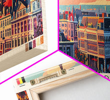 Load image into Gallery viewer, Antwerp Belgium Wall Art, Panoramic Travel Poster, Panoramic Framed Canvas Print, City Wall Art, Wall Hanging Home Decor, Travel Art