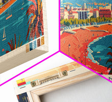 Carregar imagem no visualizador da galeria, Badalona Spain Travel Print Wall Art, Panoramic City Art, Travel Art, Wall Decor, Vacation Gift, Framed Canvas Print Or Metal Art