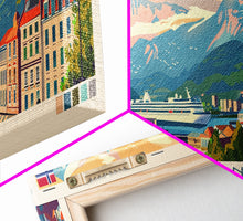 Load image into Gallery viewer, Bergen Norway Wall Art, Panoramic Travel Poster, Panoramic Framed Canvas Print, City Wall Art, Wall Hanging Home Decor, Travel Art