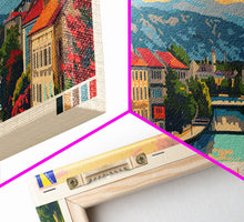 Load image into Gallery viewer, Bijeljina Bosnia Panoramic Travel Poster, Framed Canvas Print or Metal Wall Art, Travel Art, Home Decor, Panoramic Painting, Midcentury Art