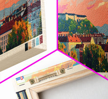 Load image into Gallery viewer, Bratislava Slovakia Wall Art, Panoramic Travel Poster, Panoramic Framed Canvas Print, City Wall Art, Wall Hanging Home Decor, Travel Art