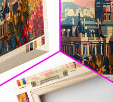 Cargar imagen en el visor de la galería, Bucharest Romania Wall Art, Panoramic Travel Poster, Panoramic Framed Canvas Print, City Wall Art, Wall Hanging Home Decor, Travel Art