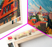 Load image into Gallery viewer, Diyarbakr Turkey Panoramic Travel Poster, Framed Canvas Print or Metal Wall Art, Travel Art, Home Decor, Panoramic Painting, Midcentury Art