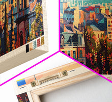 Load image into Gallery viewer, Donetsk Ukraine Panoramic Travel Poster, Framed Canvas Print or Metal Wall Art, Travel Art, Home Decor, Panoramic Painting, Midcentury Art