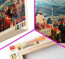 Load image into Gallery viewer, Eskisehir Turkey Panoramic Travel Poster, Framed Canvas Print or Metal Wall Art, Travel Art, Home Decor, Panoramic Painting, Midcentury Art