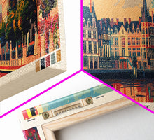 Load image into Gallery viewer, Ghent Belgium Wall Art, Panoramic Travel Poster, Panoramic Framed Canvas Print, City Wall Art, Wall Hanging Home Decor, Travel Art
