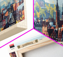 Carregar imagem no visualizador da galeria, Aachen Germany Panoramic Travel Poster, Framed Canvas Print or Metal Wall Art, Travel Art, Home Decor, Panoramic Painting, Midcentury Art