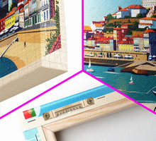 Load image into Gallery viewer, Almada Portugal Travel Art, City Art, Framed Canvas Print or Metal Wall Art, Europe Travel Poster, Panoramic Wall Art, Extra Wide Wall Art