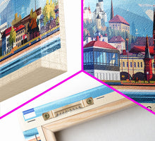 Load image into Gallery viewer, Angarsk Russia Panoramic Travel Poster, Framed Canvas Print or Metal Wall Art, Travel Art, Home Decor, Panoramic Painting, Midcentury Art