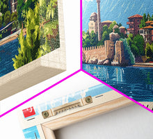 Load image into Gallery viewer, Antalya Turkey Panoramic Travel Poster, Framed Canvas Print or Metal Wall Art, Travel Art, Home Decor, Panoramic Painting, Midcentury Art