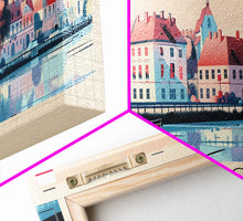 Load image into Gallery viewer, Bialystok Poland Panoramic Travel Poster, Framed Canvas Print or Metal Wall Art, Travel Art, Home Decor, Panoramic Painting, Midcentury Art