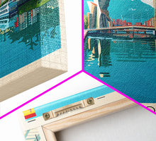 Load image into Gallery viewer, Bilbao Spain Wall Art, Panoramic Travel Poster, Panoramic Framed Canvas Print, City Wall Art, Wall Hanging Home Decor, Travel Art