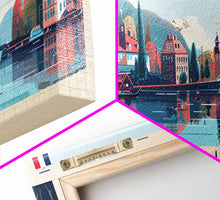 Load image into Gallery viewer, Bordeaux France Panoramic Travel Poster, Framed Canvas Print or Metal Wall Art, Travel Art, Home Decor, Panoramic Painting, Midcentury Art