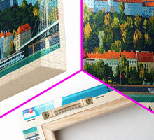 Load image into Gallery viewer, Bratislava Slovakia Wall Art, Panoramic Travel Poster, Panoramic Framed Canvas Print, City Wall Art, Wall Hanging Home Decor, Travel Art