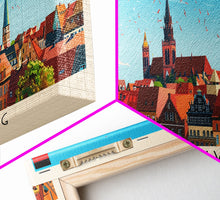Load image into Gallery viewer, Braunschweig Germany Travel Art, City Art, Framed Canvas Print or Metal Wall Art, Europe Travel Poster, Panoramic Wall Art, Extra Wide Wall Art