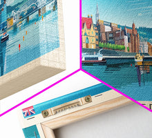 Carregar imagem no visualizador da galeria, Cardiff United Kingdom Travel Art, City Art, Framed Canvas Print or Metal Wall Art, Europe Travel Poster, Panoramic Wall Art, Extra Wide Wall Art