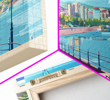 Load image into Gallery viewer, Chelyabinsk Russia Panoramic Travel Poster, Framed Canvas Print or Metal Wall Art, Travel Art, Home Decor, Panoramic Painting, Midcentury Art