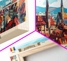 Load image into Gallery viewer, Cluj Napoca Romania Travel Print Wall Art, Panoramic City Art, Travel Art, Wall Decor, Vacation Gift, Framed Canvas Print Or Metal Art