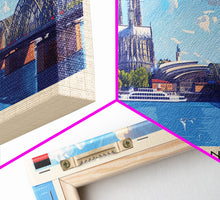Load image into Gallery viewer, Cologne Germany Panoramic Travel Poster, Framed Canvas Print or Metal Wall Art, Travel Art, Home Decor, Panoramic Painting, Midcentury Art