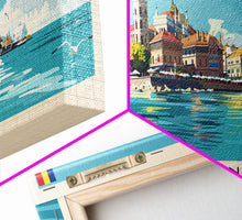 Cargar imagen en el visor de la galería, Constana Romania Wall Art, Panoramic Travel Poster, Panoramic Framed Canvas Print, City Wall Art, Wall Hanging Home Decor, Travel Art