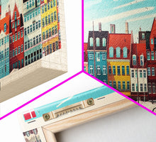 Cargar imagen en el visor de la galería, Copenhagen Denmark Travel Print Wall Art, Panoramic City Art, Travel Art, Wall Decor, Vacation Gift, Framed Canvas Print Or Metal Art
