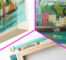 Load image into Gallery viewer, Cork Ireland Panoramic Travel Poster, Framed Canvas Print or Metal Wall Art, Travel Art, Home Decor, Panoramic Painting, Midcentury Art