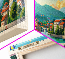 Load image into Gallery viewer, Doboj Bosnia Travel Print Wall Art, Panoramic City Art, Travel Art, Wall Decor, Vacation Gift, Framed Canvas Print Or Metal Art