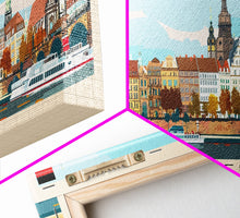 Load image into Gallery viewer, Dresde Germany Travel Art, City Art, Framed Canvas Print or Metal Wall Art, Europe Travel Poster, Panoramic Wall Art, Extra Wide Wall Art