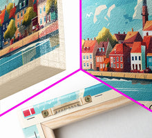 Load image into Gallery viewer, Esbjerg Denmark Travel Art, City Art, Framed Canvas Print or Metal Wall Art, Europe Travel Poster, Panoramic Wall Art, Extra Wide Wall Art