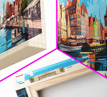 Load image into Gallery viewer, Gdansk Poland Travel Print Wall Art, Panoramic City Art, Travel Art, Wall Decor, Vacation Gift, Framed Canvas Print Or Metal Art