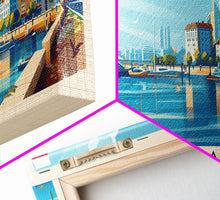 Load image into Gallery viewer, Gdynia Poland Travel Art, City Art, Framed Canvas Print or Metal Wall Art, Europe Travel Poster, Panoramic Wall Art, Extra Wide Wall Art