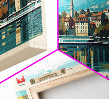 Carregar imagem no visualizador da galeria, Geneva Switzerland Wall Art, Panoramic Travel Poster, Panoramic Framed Canvas Print, City Wall Art, Wall Hanging Home Decor, Travel Art