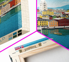 Carregar imagem no visualizador da galeria, Ålesund Norway Travel Poster Framed Canvas Print, Midcentury Modern Art, Pop Art Wall Decor, Living Room Art, Scenic Wall Art