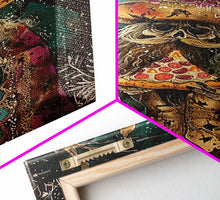 Carregar imagem no visualizador da galeria, Ghostly Wizard Having A Slice of Pizza, Funny Halloween Decor, Framed Canvas Print