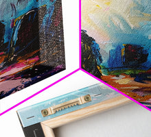 Load image into Gallery viewer, Creepy Haunted Cemetary Framed Canvas Print Halloween Art, Impasto Style Spooky Season Decor