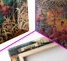 Load image into Gallery viewer, Creepy Moonlit Scarecrow Framed Canvas Print | Halloween Art | Spooky Harvest Artwork | Sinister Scarecrow Art for Home Decor