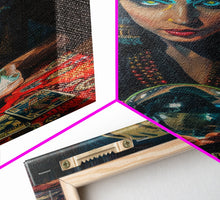 Load image into Gallery viewer, Enchanting Fortune Teller with Crystal Ball Under Moonlight - Mystical Witchcraft Framed Canvas Print, Halloween Gothic Home Decor