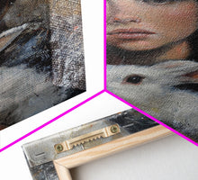 Load image into Gallery viewer, Enchanting Witch with White Rabbit in Serene Autumn Setting - Mystical Forest Art Framed Canvas Print, Halloween Home Decor