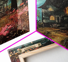 Load image into Gallery viewer, Enchanted Forest Pathway Framed Canvas Print, Haunted Woods Art, Halloween Night, Spooky Path Decor, Mysterious Artwork, Framed Canvas Print