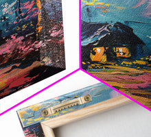 Load image into Gallery viewer, Eerie Moonlit Cemetery Framed Canvas Print, Halloween, Haunted Graveyard Wall Art, Gothic Horror Decor, Spooky Artwork, Framed Canvas Print