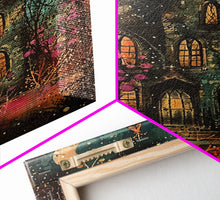 Load image into Gallery viewer, Enchanted Gothic House Framed Canvas Print, Halloween Wall Art, Spooky Art, Home Decor, Living Room Decor, Gothic Artwork, Haunted House