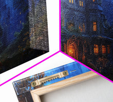 Load image into Gallery viewer, Dark Academia Victorian Mansion Framed Canvas Print, Victorian Oil Painting, Spooky Vibes Halloween Wall Art