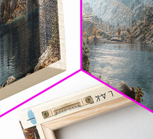 Load image into Gallery viewer, Angel Lake Nevada Panoramic Framed Canvas Print, Lake House Art, Boho Decor, Travel Poster, Nature Wall Art, Serene Scene