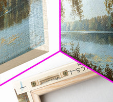 Load image into Gallery viewer, Bay Springs Lake Mississippi Framed Canvas Print, Panoramic Lake House Art, Scenic Painting, Travel Poster, Modern Decor, Nature Scene