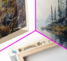 Load image into Gallery viewer, Becharof Lake Panoramic Framed Canvas Print, Lake House Decor, Scenic View, Travel Poster, Modern Art, Nature Scene