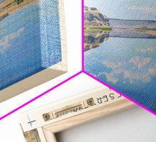 Load image into Gallery viewer, Boysen Reservoir Wyoming Framed Canvas Print, Lake House Art, Panoramic Wall Art, Travel Poster, Minimalist Lake Painting, Home Decor