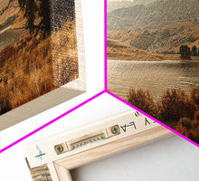 Load image into Gallery viewer, Brantley Lake New Mexico Framed Canvas Print, Lake House Art, Panoramic Wall Art, Travel Poster, Modern Lake Painting, Nature Art