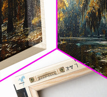 Carregar imagem no visualizador da galeria, Caddo Lake Louisiana Framed Canvas Print, Lake House Decor, Panoramic Wall Art, Travel Poster, Rustic Lake Painting, Nature Art